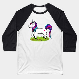 Prancing Magical Rainbow Pink Unicorn Baseball T-Shirt